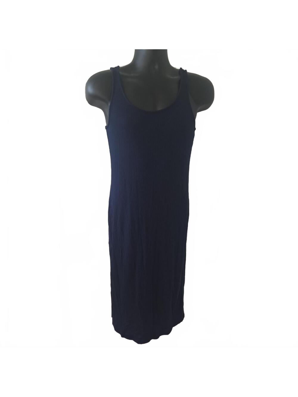 Kensie Navy Ribbed Sleeveless Dress Small